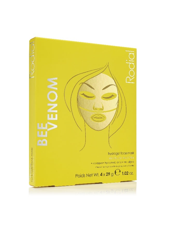 Rodial قناع هيدروجيل سم النحل من روديال x4 - تكبير احترافي للبشرة الباهتة، سم النحل وحمض الهيالورونيك، تقنية الجلد الثاني لتخفيف التجاعيد 4 عبوات - Image 1